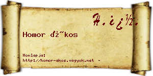 Homor Ákos névjegykártya